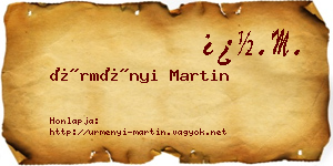 Ürményi Martin névjegykártya