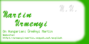martin urmenyi business card