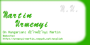 martin urmenyi business card